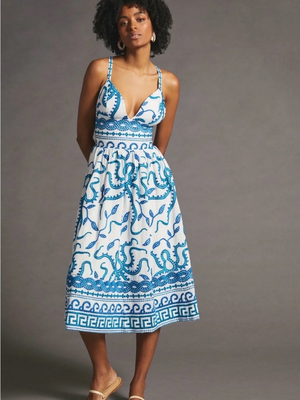 Maeve by Anthropologie Sun Dress with Blue Embroidery - Picture 6 of 15